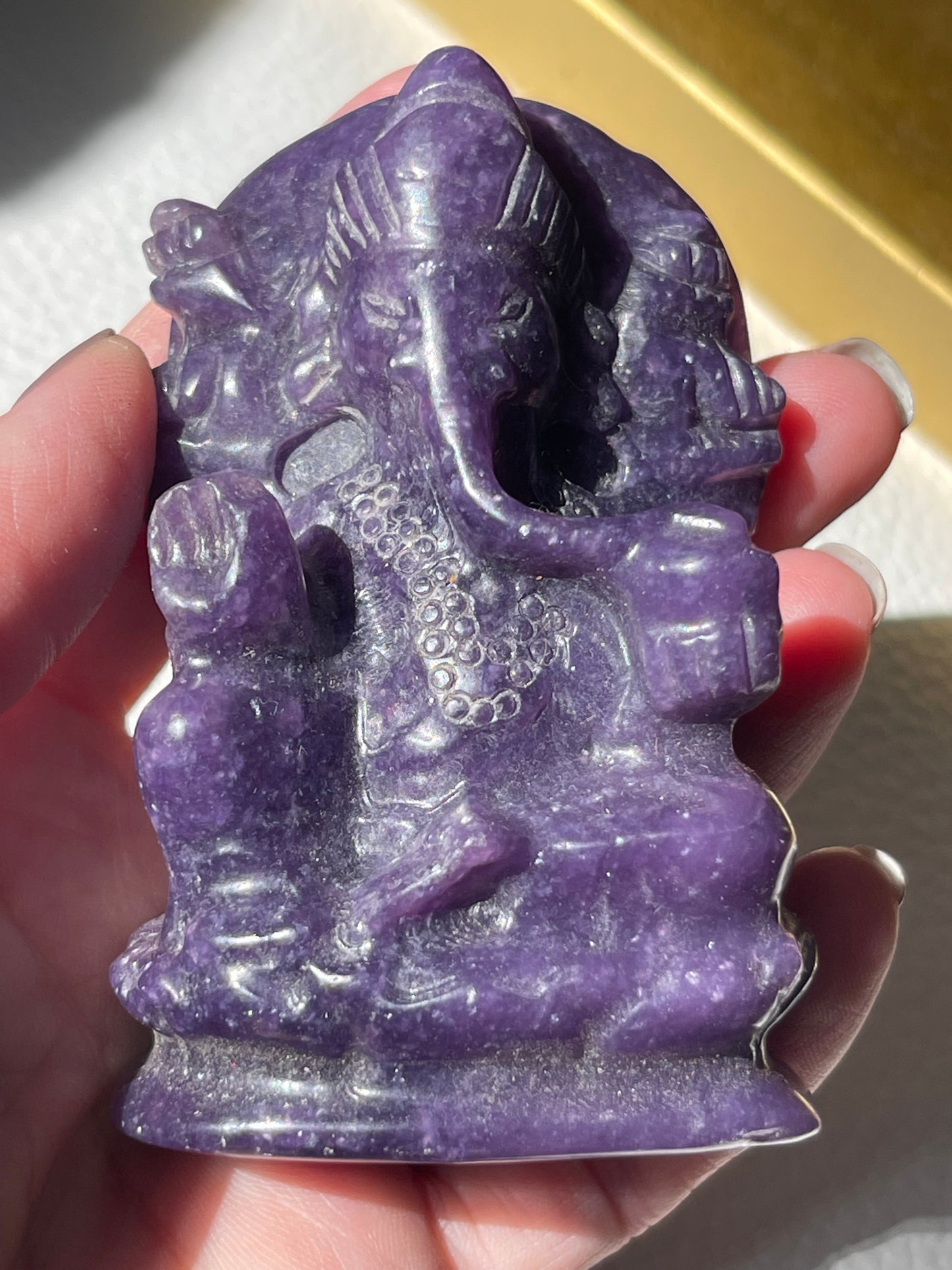 Lepidiolite Ganesha Hand Carved Figurine