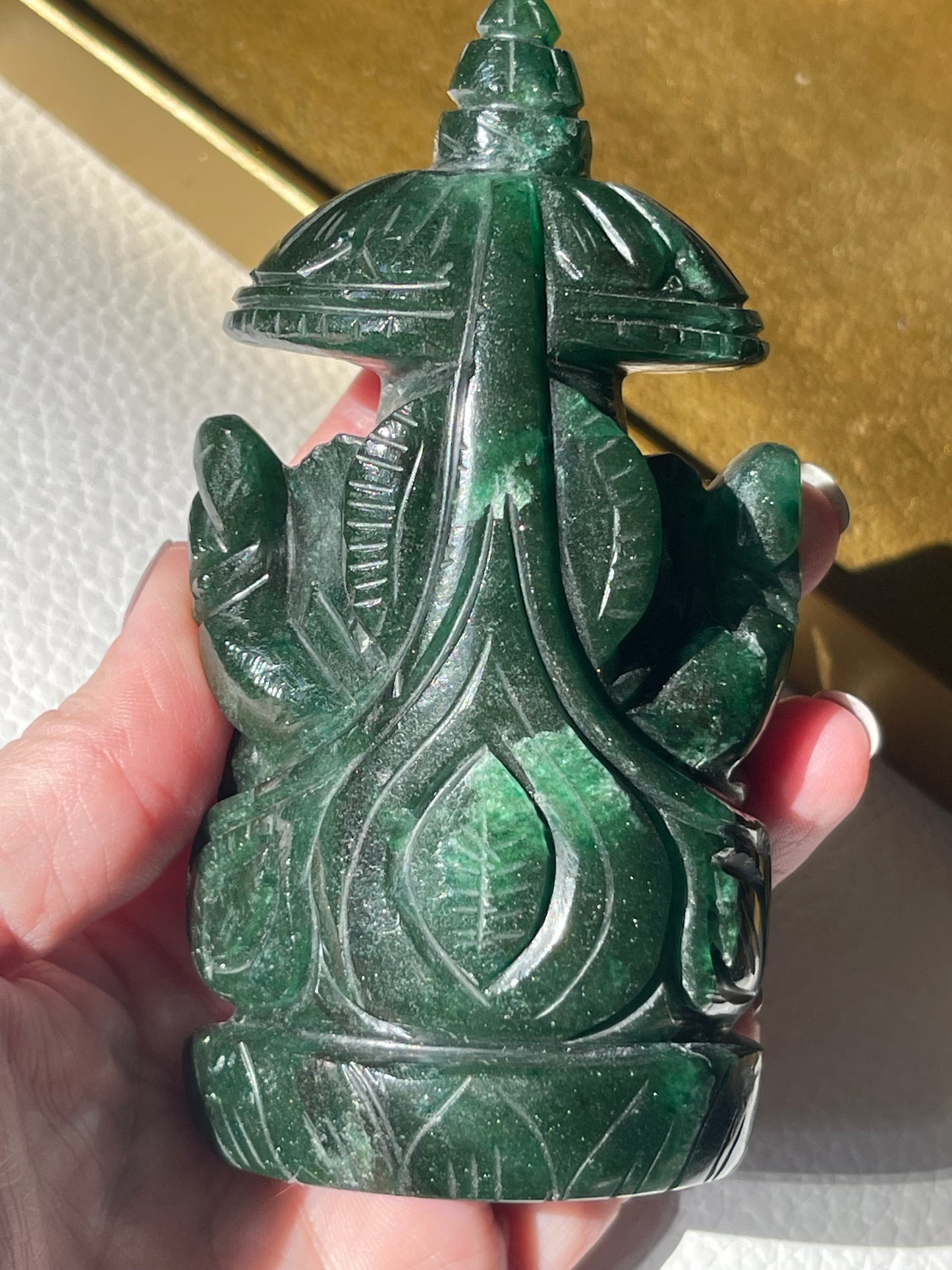 Green Aventurine Ganesha Hand Carved Figurine