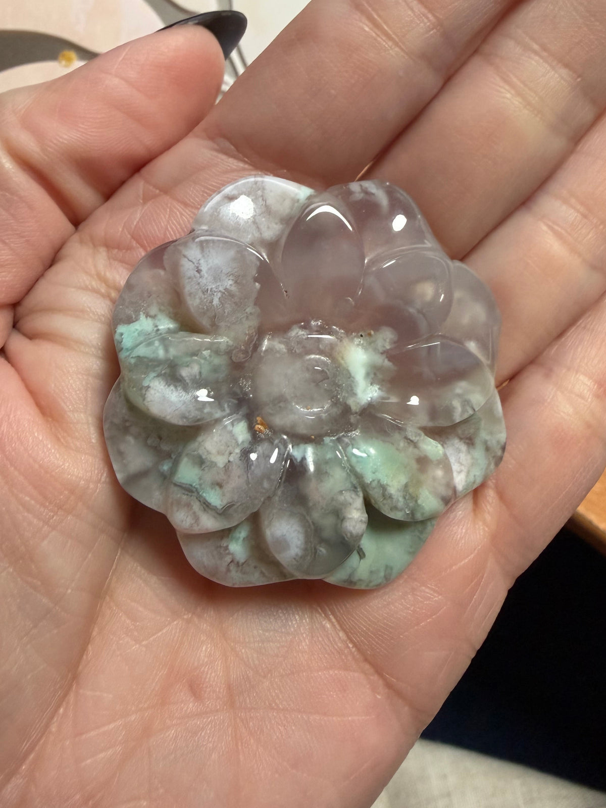 Flower Agate Rose Carving Approx. 1.8" | Madagascar Pink Crystal Carved Flower | Heart Chakra Bloom Crystal