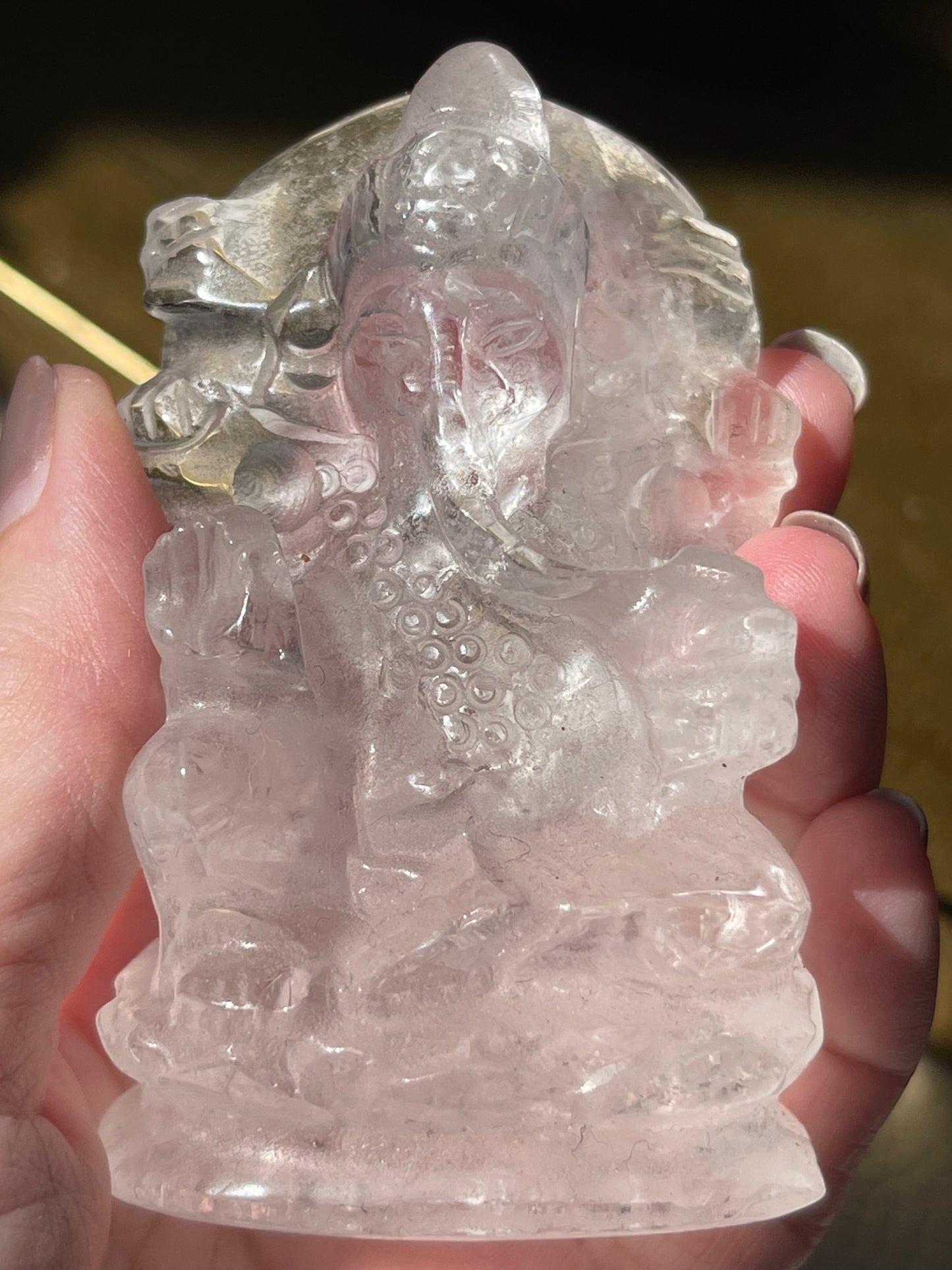 Clear Quartz Ganesha Hand Carved Figurine