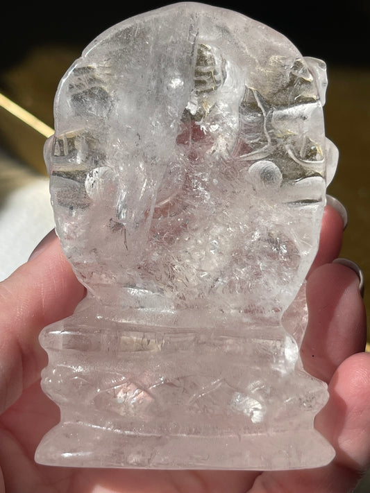 Clear Quartz Ganesha Hand Carved Figurine