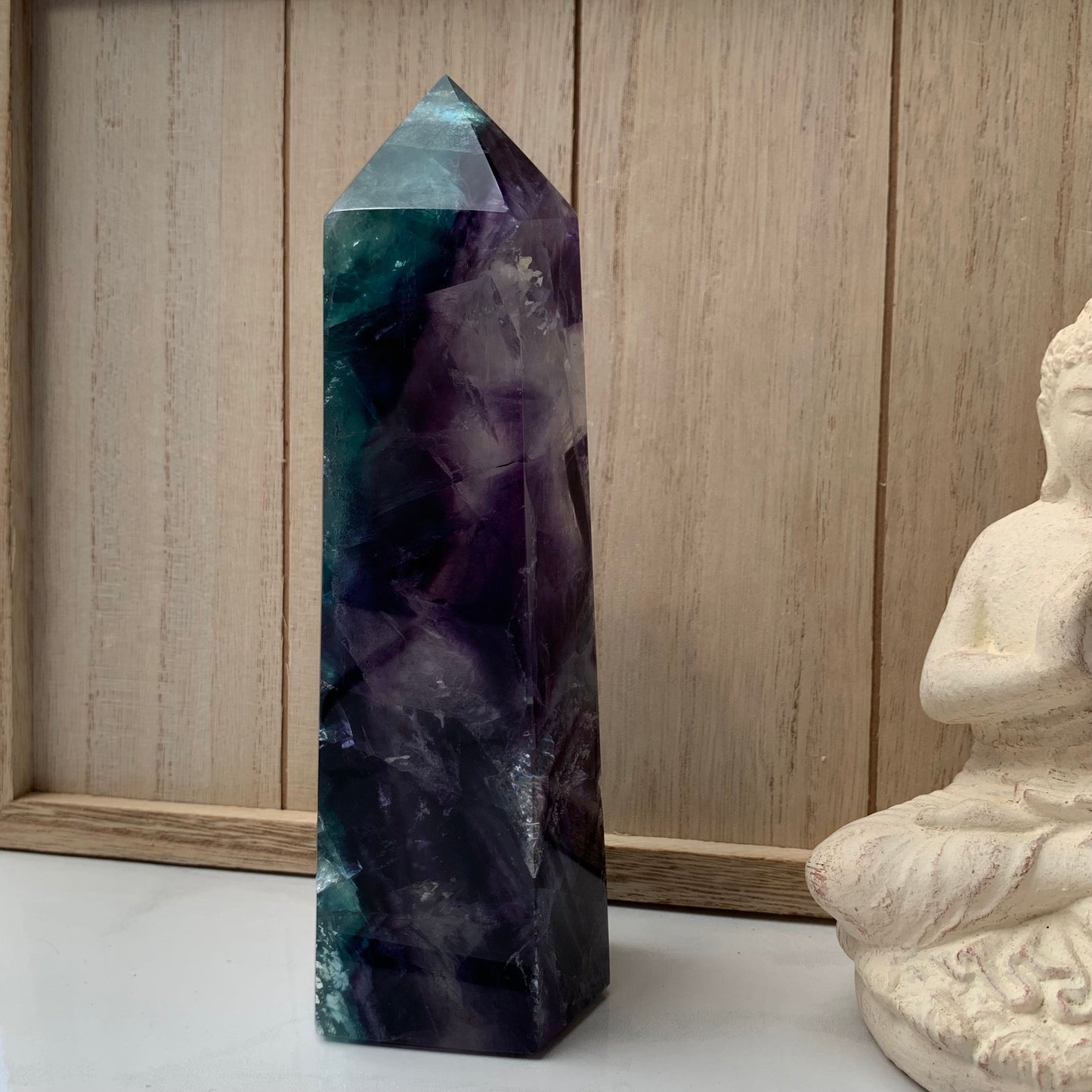Snowflake Fluorite - Clear, Purple, Green + Blue Tower with Rainbows - Over 1 Kilo!