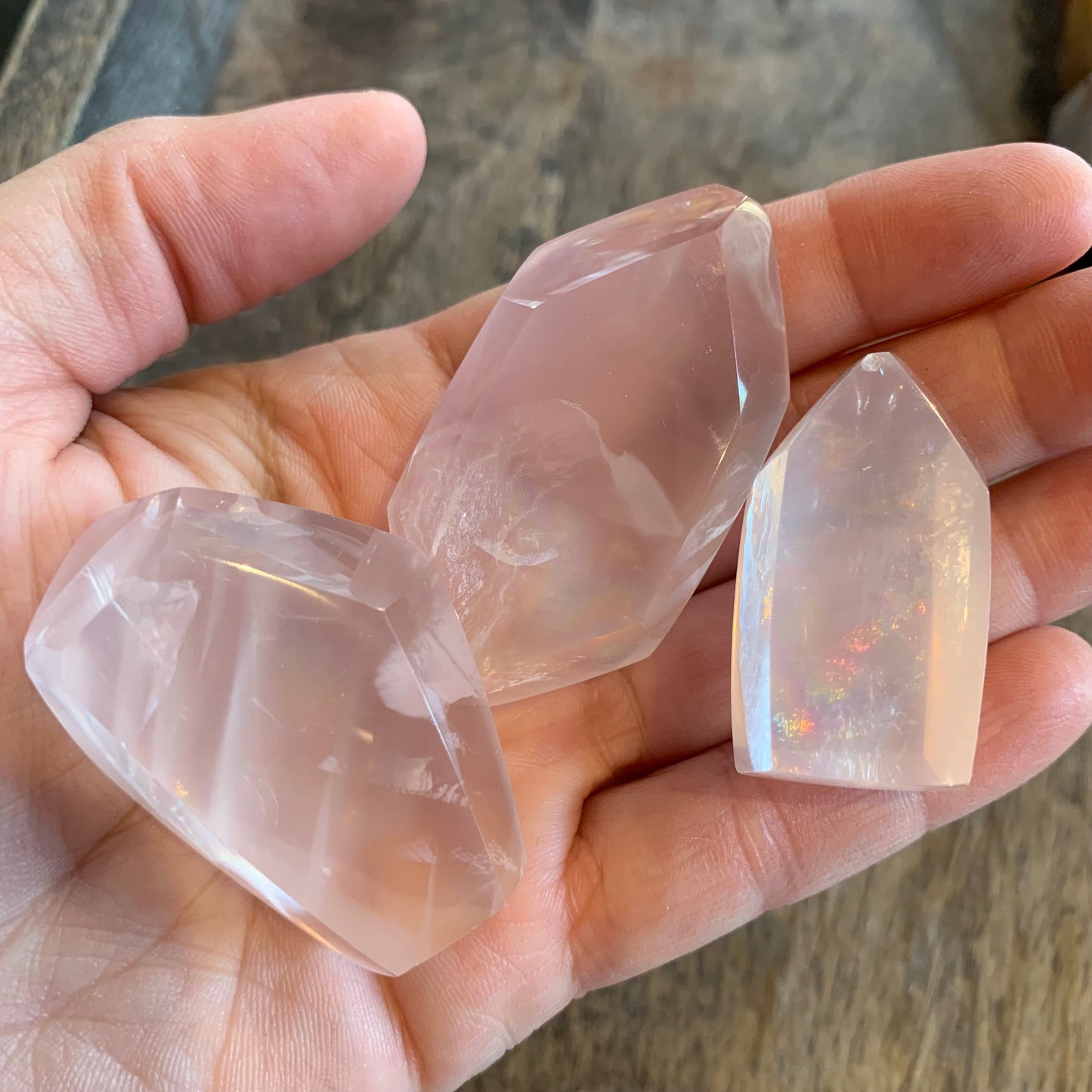Mozambique Rose Quartz Gemmy Rainbow Freeforms
