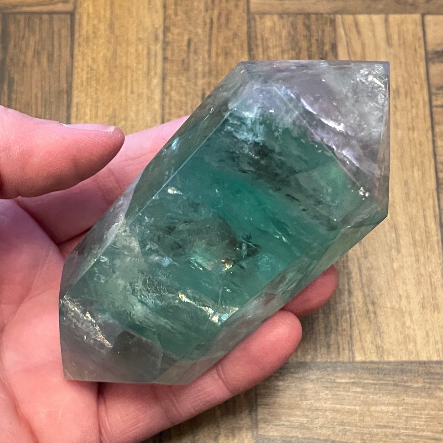 Fluorite Double Terminated Points // Green + Clear with Rainbows
