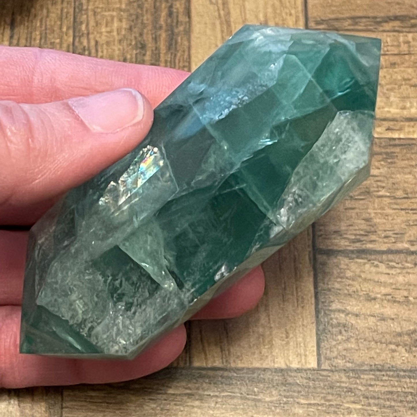 Fluorite Double Terminated Points // Green + Clear with Rainbows