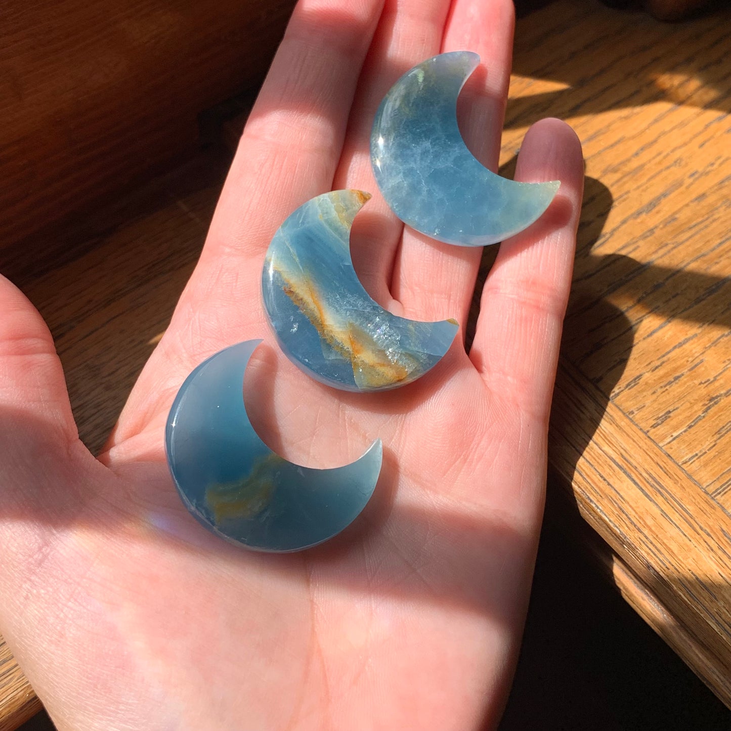 Blue Calcite Moons (Lemurian Aquatine Calcite) from Argentina