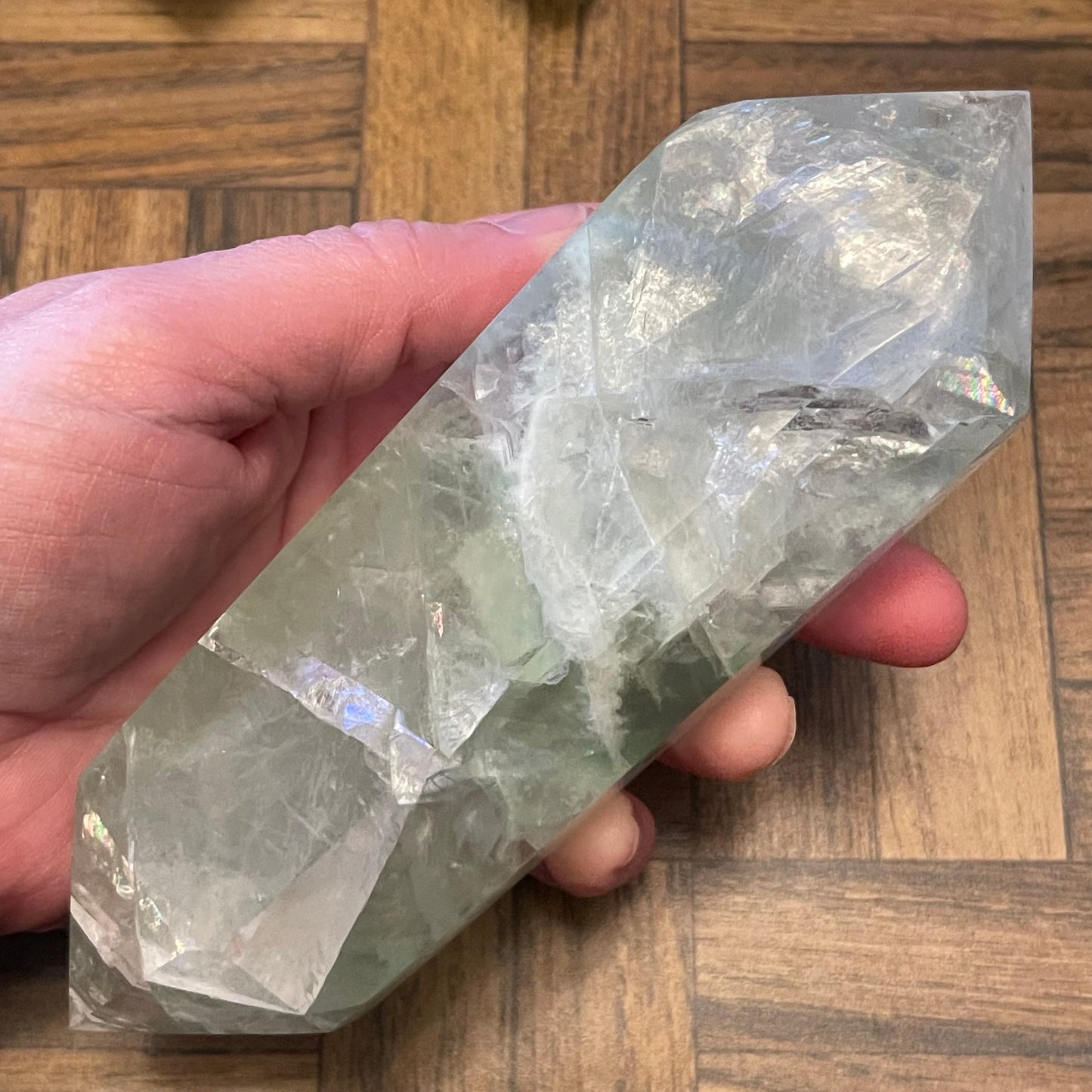 Fluorite Double Terminated Points // Green + Clear with Rainbows