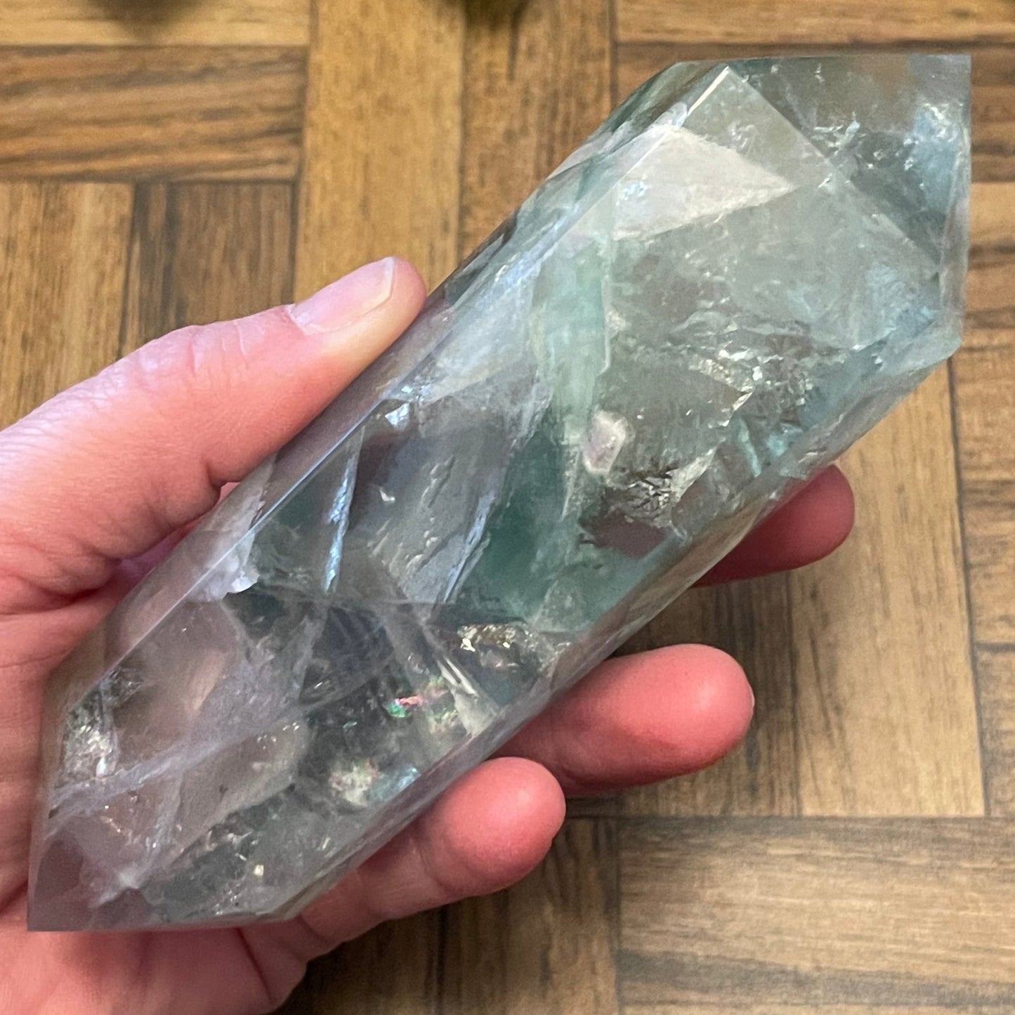 Fluorite Double Terminated Points // Green + Clear with Rainbows