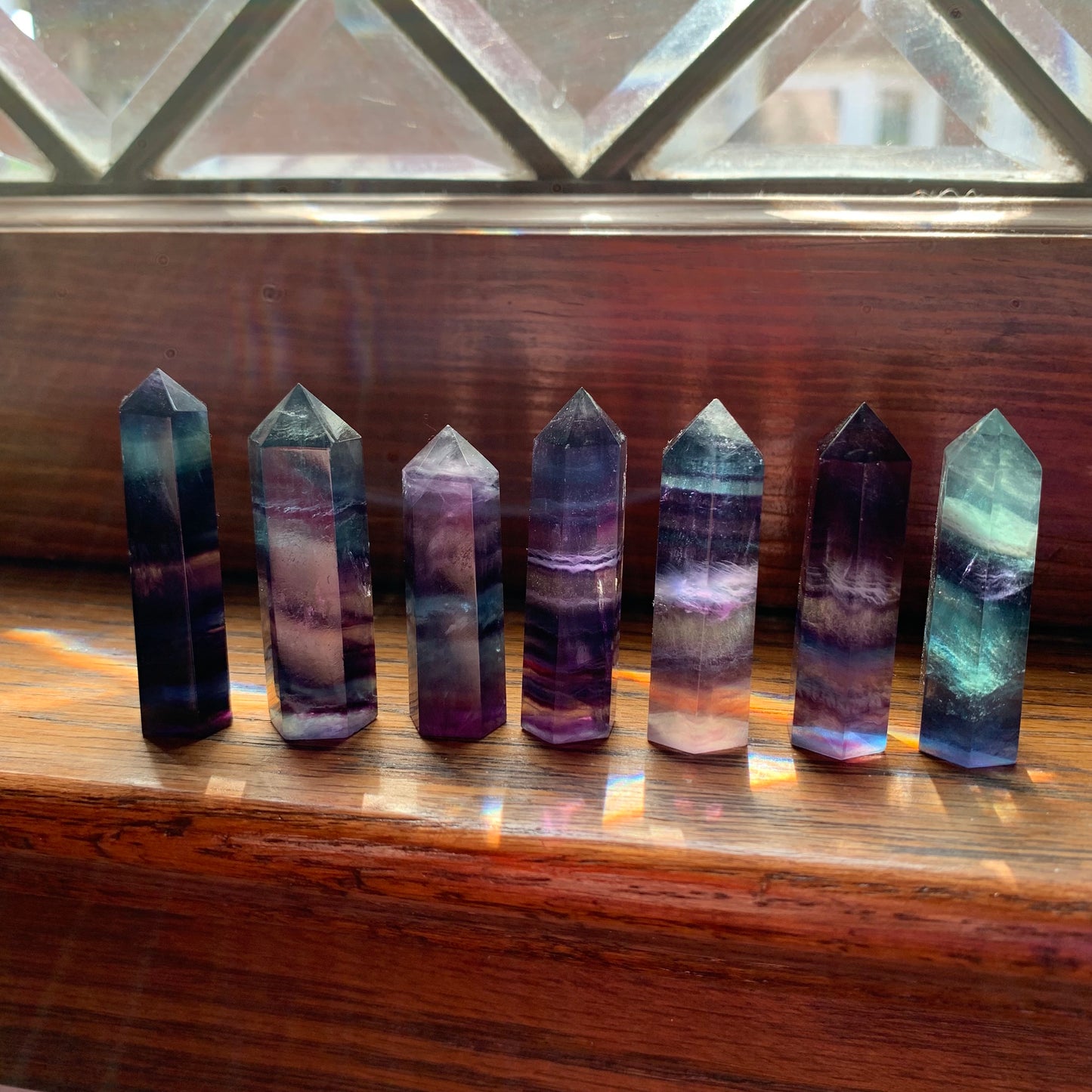 Mini Rainbow Fluorite Towers // 1.75" Gorgeous Clarity + Banding // Intuitively Chosen