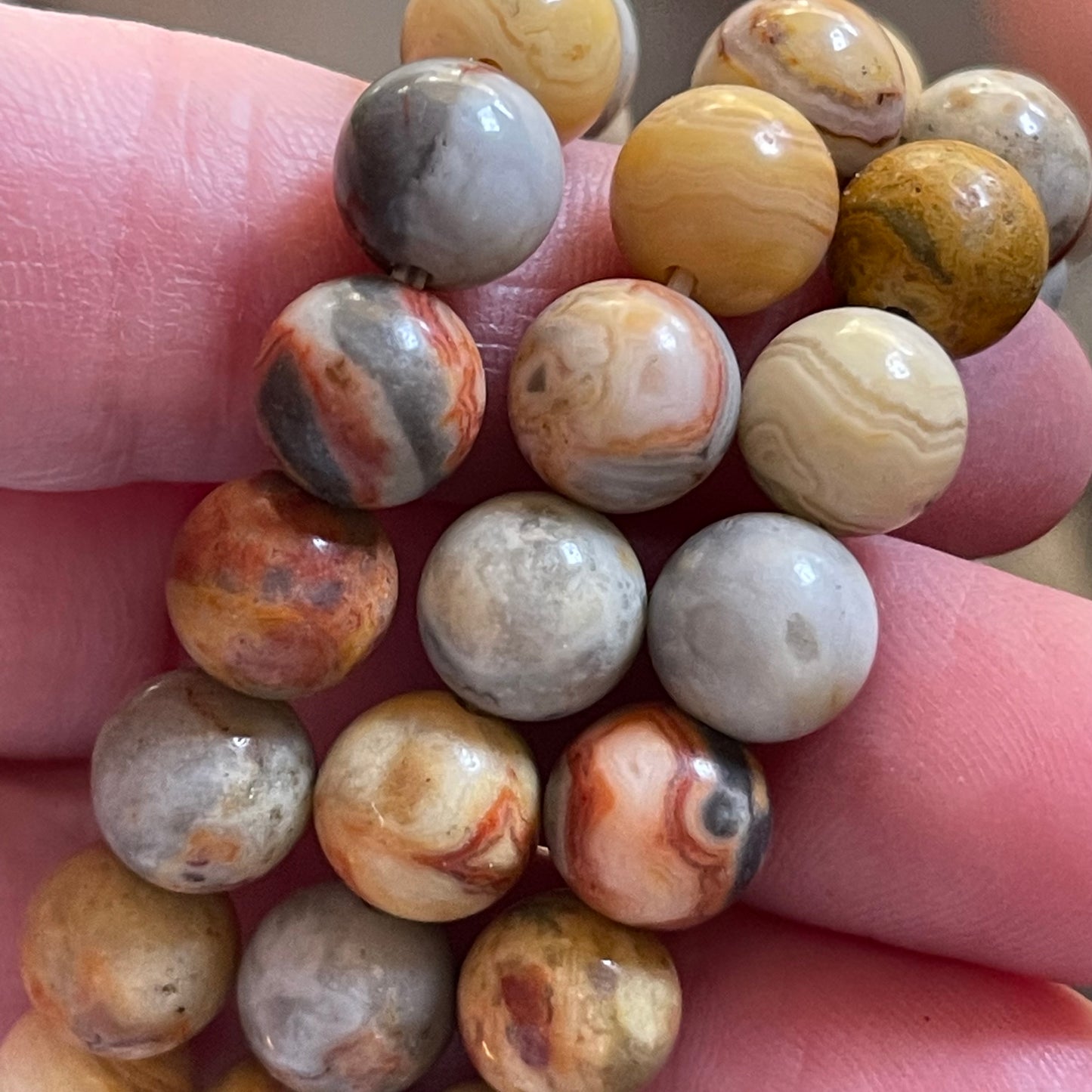 Crazy Lace Agate Bracelets // 7" bracelet + 9mm bead