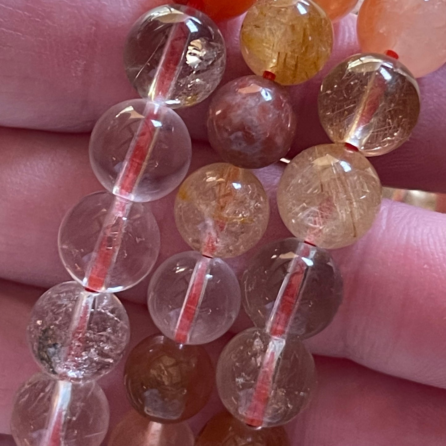 Tourmalinated Quartz Bracelets // 7.5" bracelet + 9mm bead