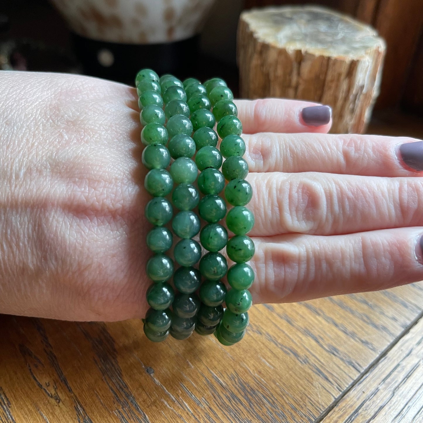Dark Jade Bracelets // 7" bracelet + 7mm bead