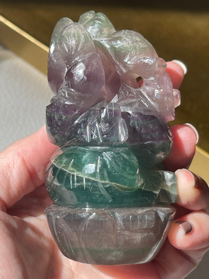 Rainbow Fluorite Ganesha Hand Carved Figurine