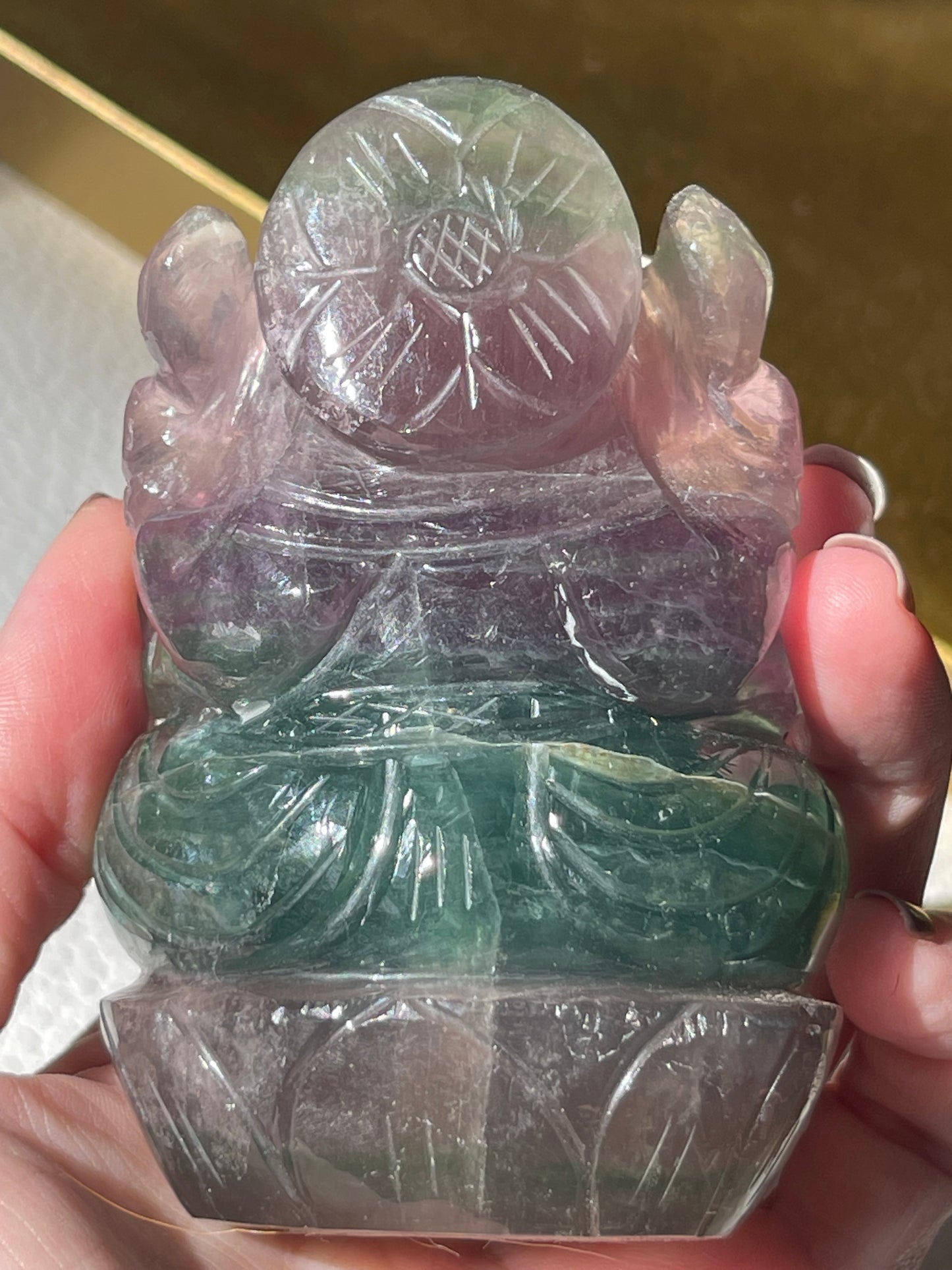 Rainbow Fluorite Ganesha Hand Carved Figurine