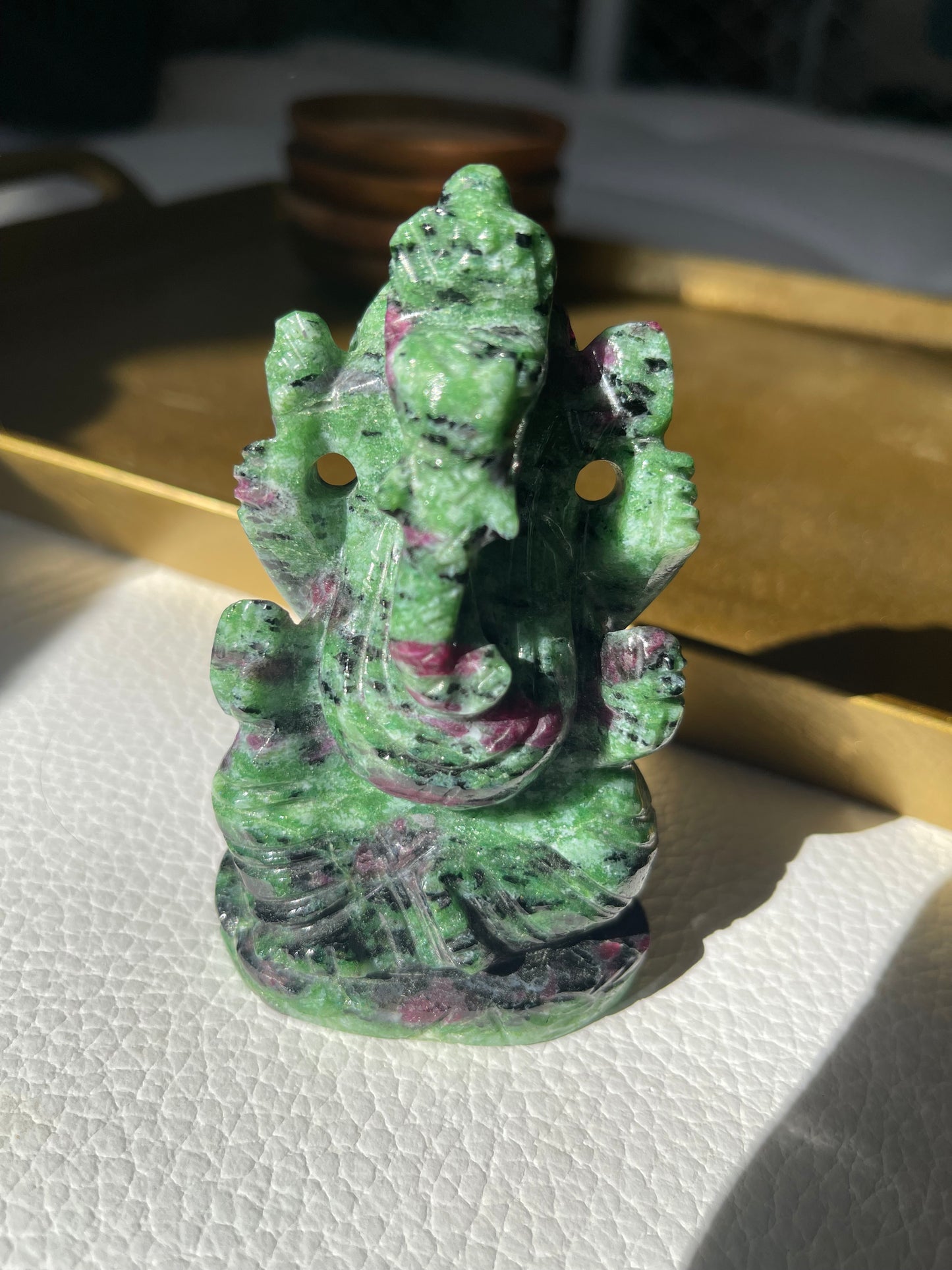 Ruby Zoisite Ganesha Hand Carved Figurine