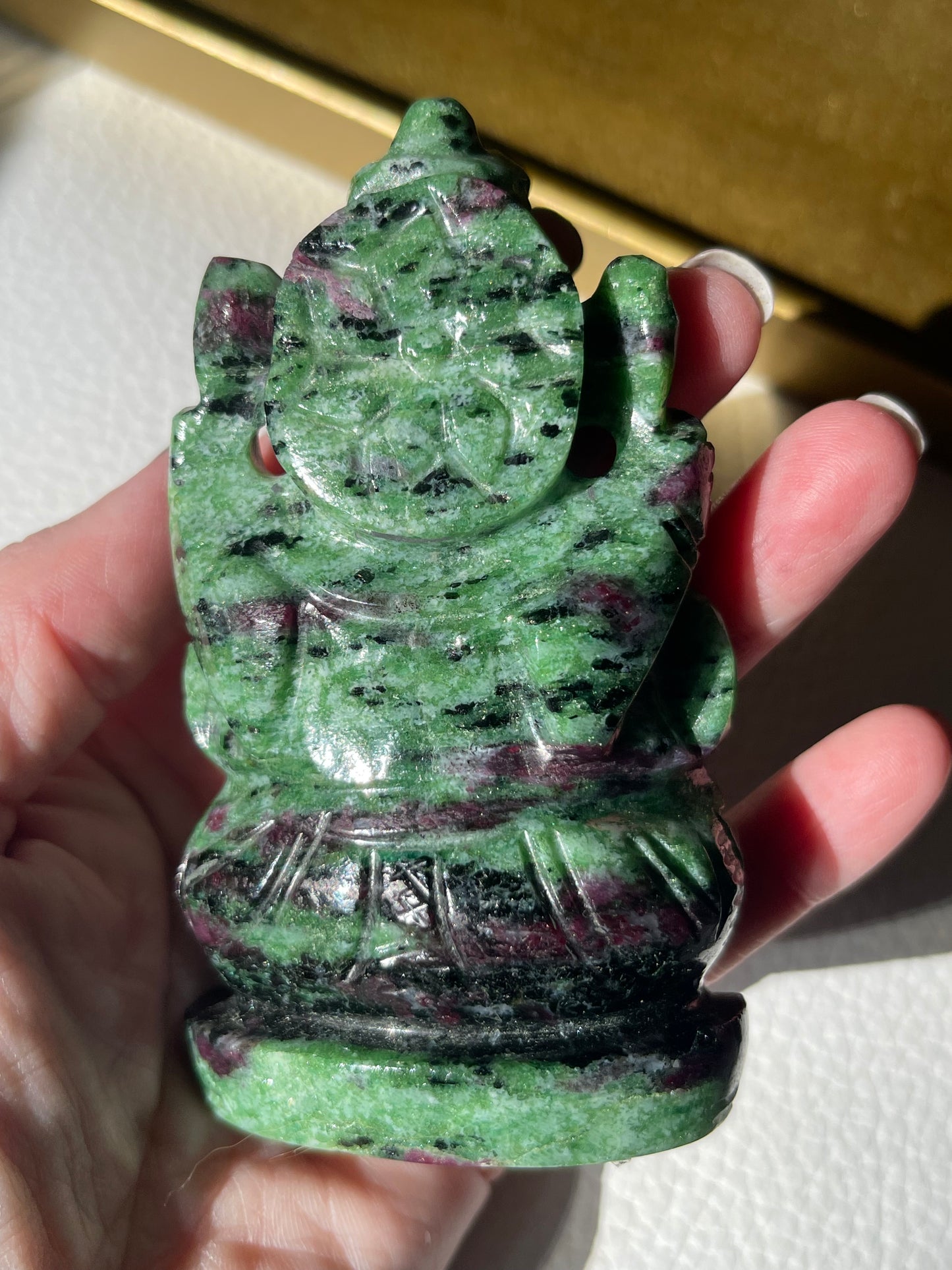 Ruby Zoisite Ganesha Hand Carved Figurine