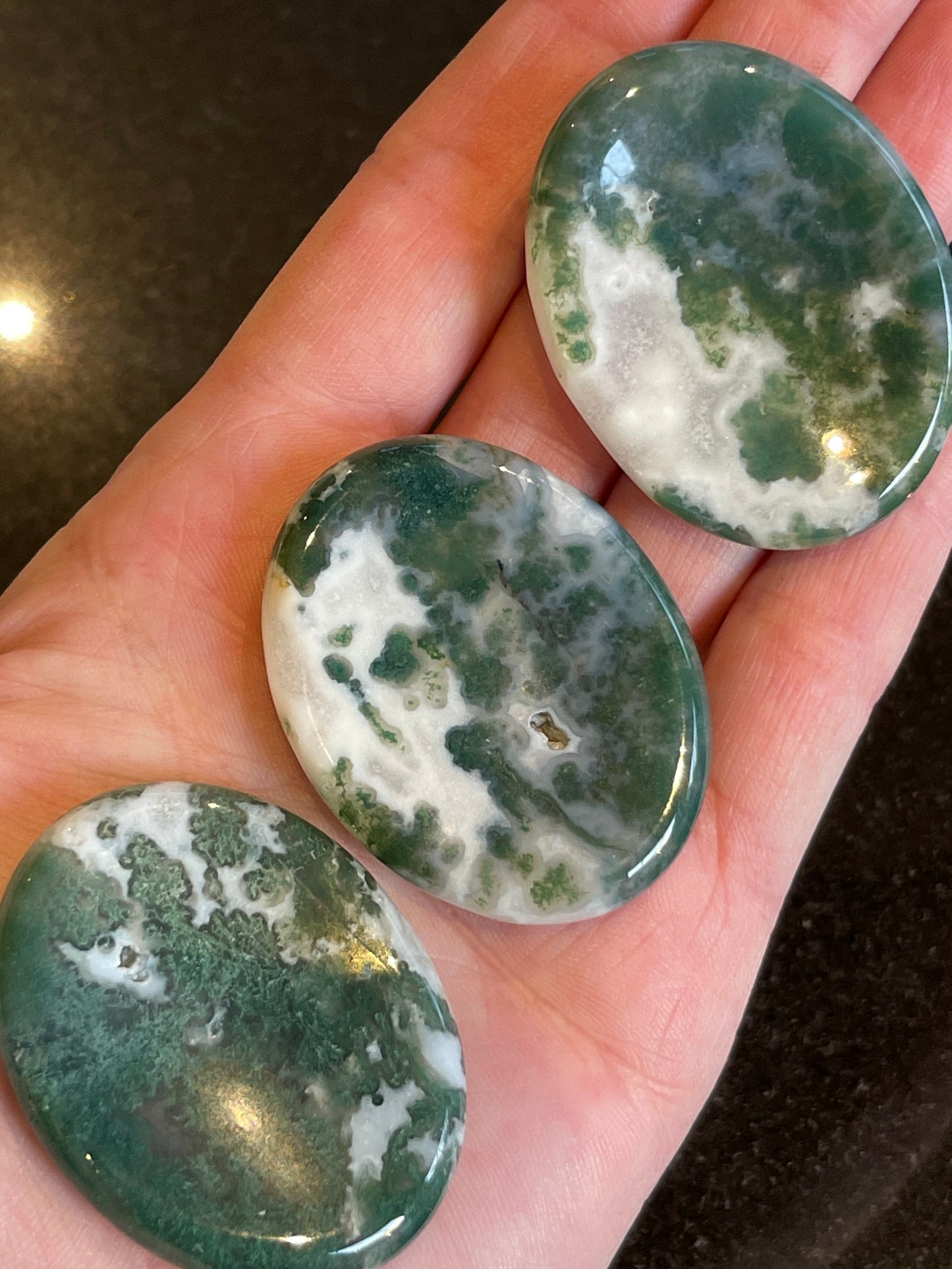 Moss Agate Worry Stones