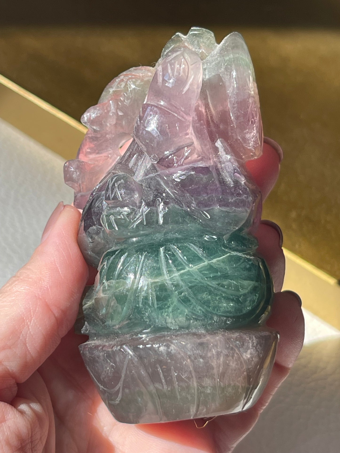 Rainbow Fluorite Ganesha Hand Carved Figurine