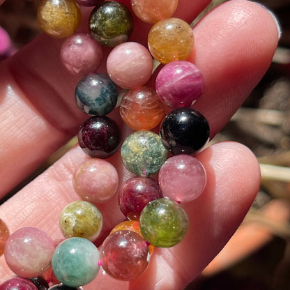 Mixed Tourmaline Bracelet // 7-8mm bead + 7.5" bracelets // Gorgeous Multi-Colored Tourmaline Beads