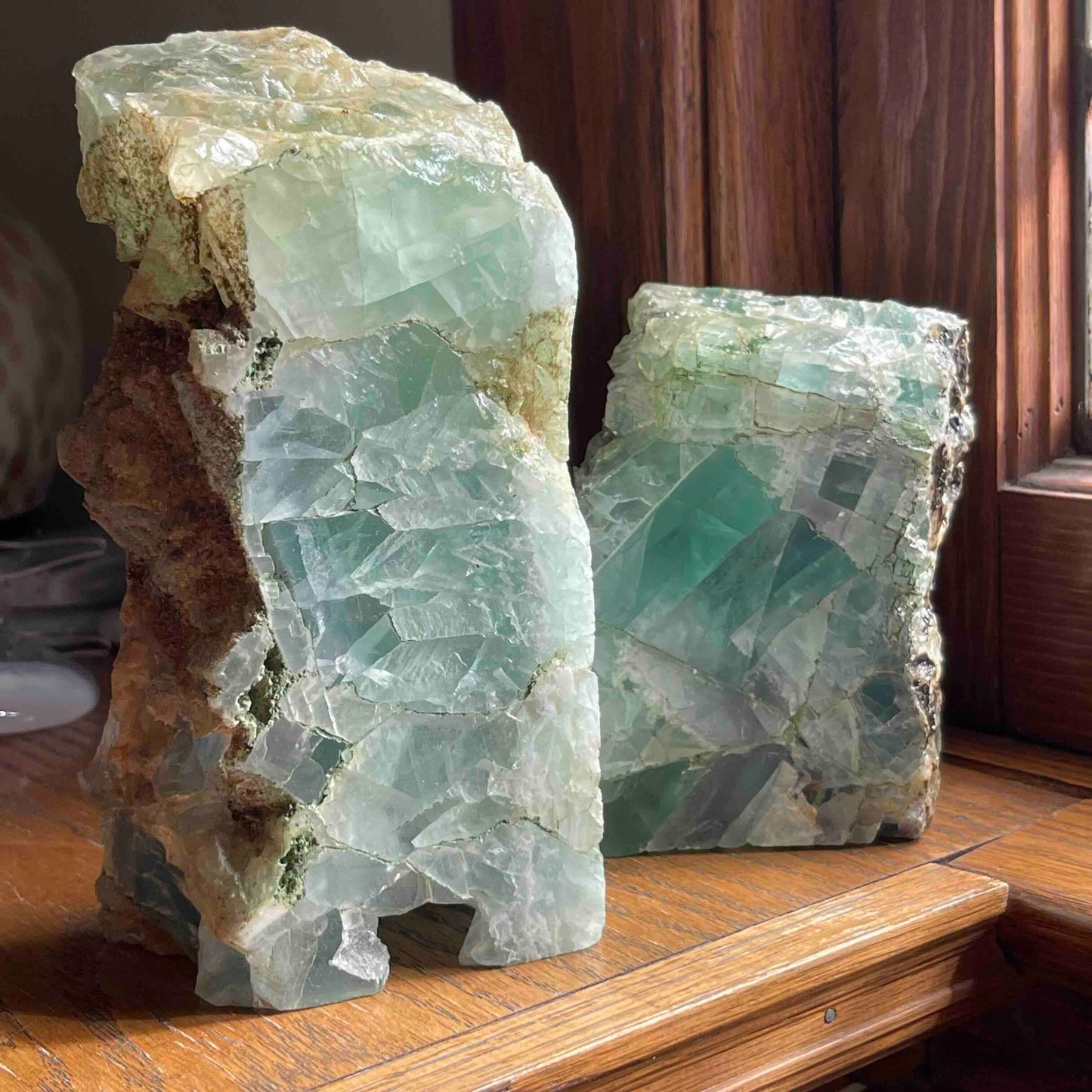 Gemmy Green + Purple Mexican Fluorite Lamps