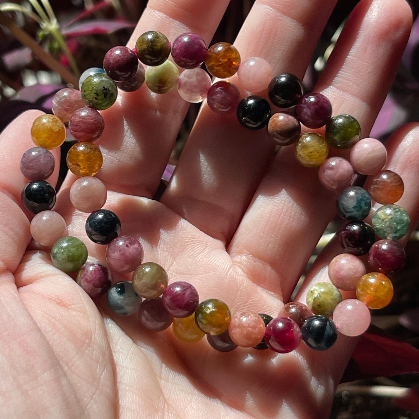 Mixed Tourmaline Bracelet // 7-8mm bead + 7.5" bracelets // Gorgeous Multi-Colored Tourmaline Beads