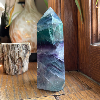 Aqua, Green, Purple + Clear Fluorite Tower // Amazing Clarity, Polish + Rainbows