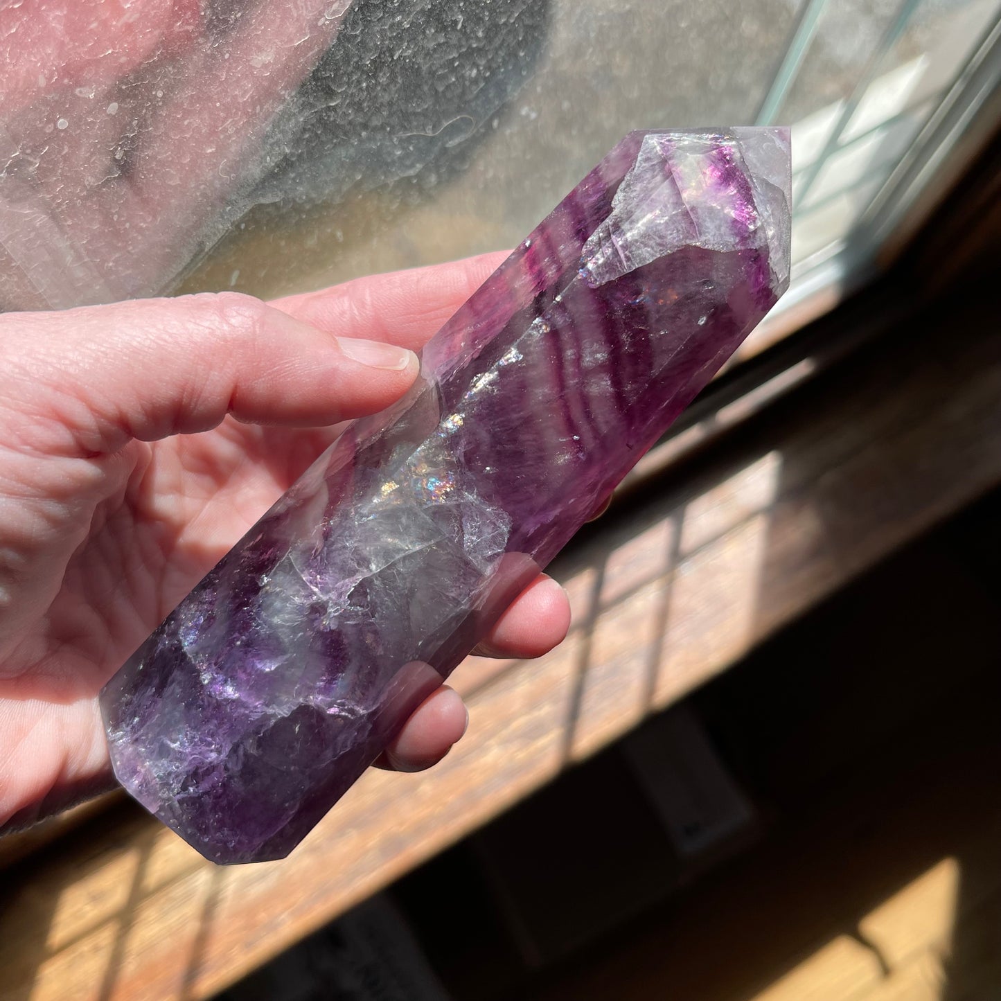 Purple Fluorite Tower // Amazing Clarity, Polish + Rainbows