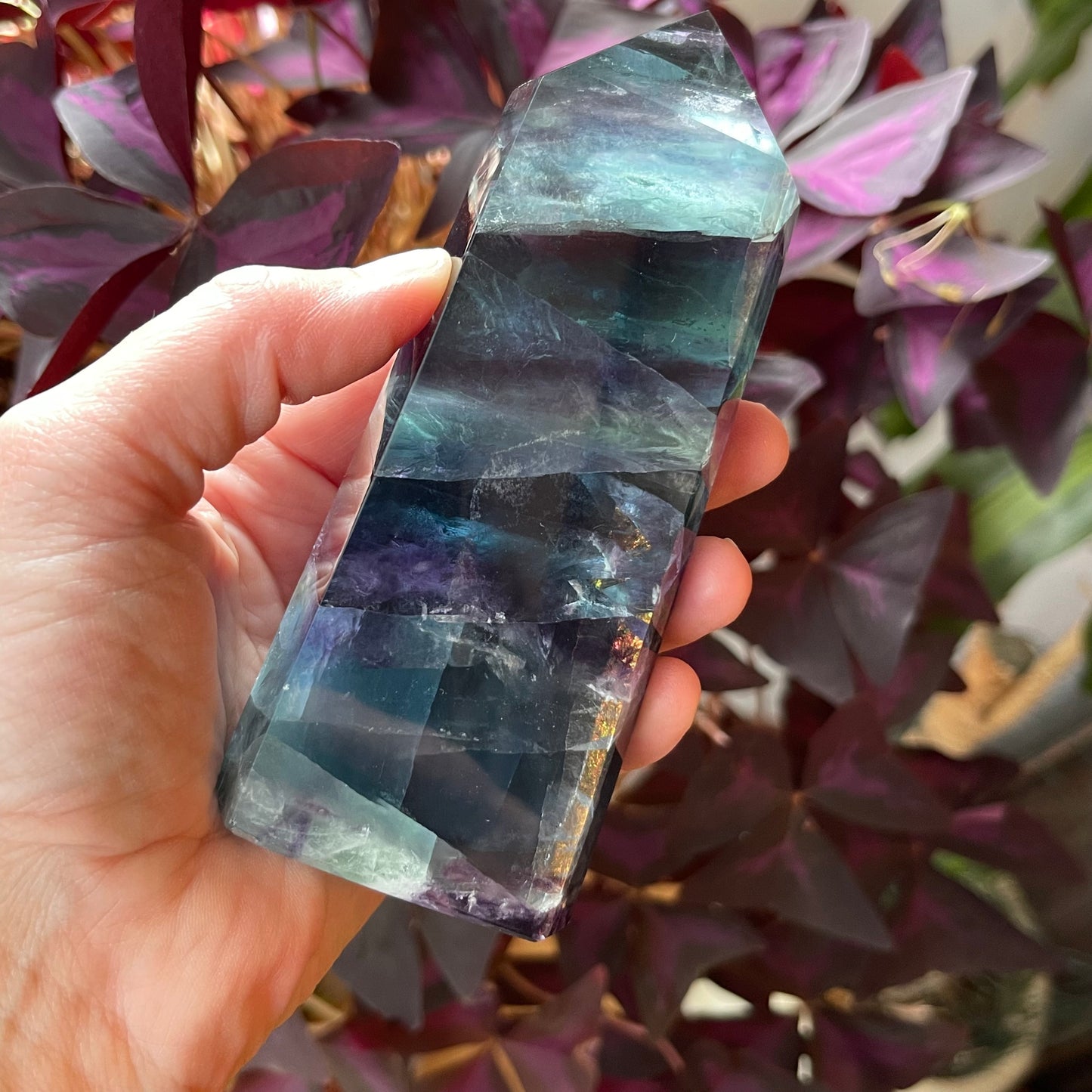 Blue, Aqua + Purple Fluorite Tower // Amazing Clarity, Polish + Rainbows