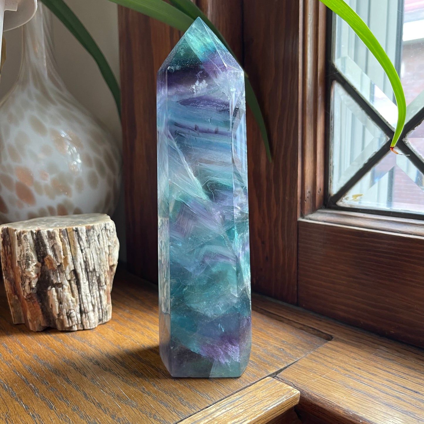 Aqua, Green, Blue + Purple Fluorite Tower // Amazing Clarity, Polish + Rainbows