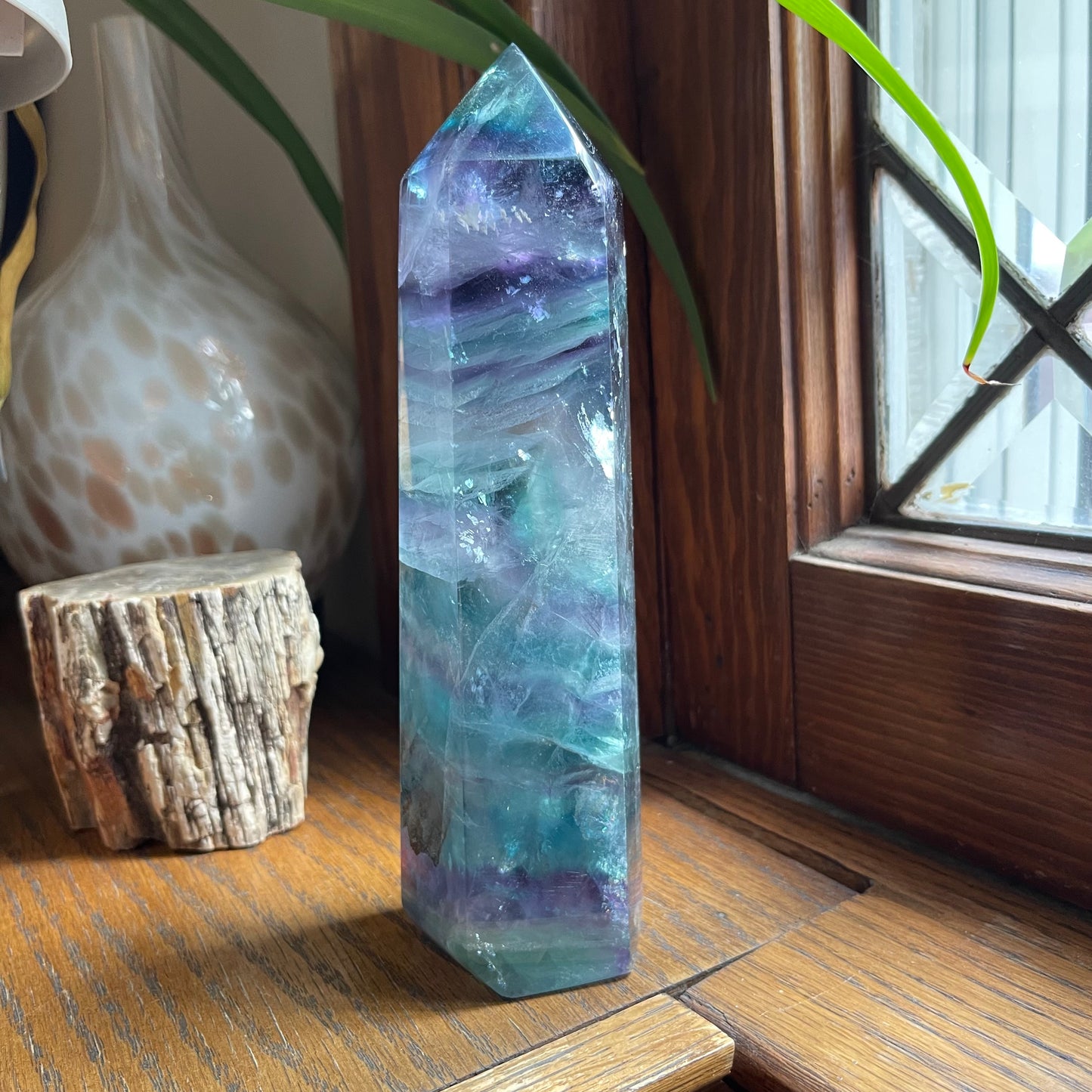 Aqua, Green, Blue + Purple Fluorite Tower // Amazing Clarity, Polish + Rainbows