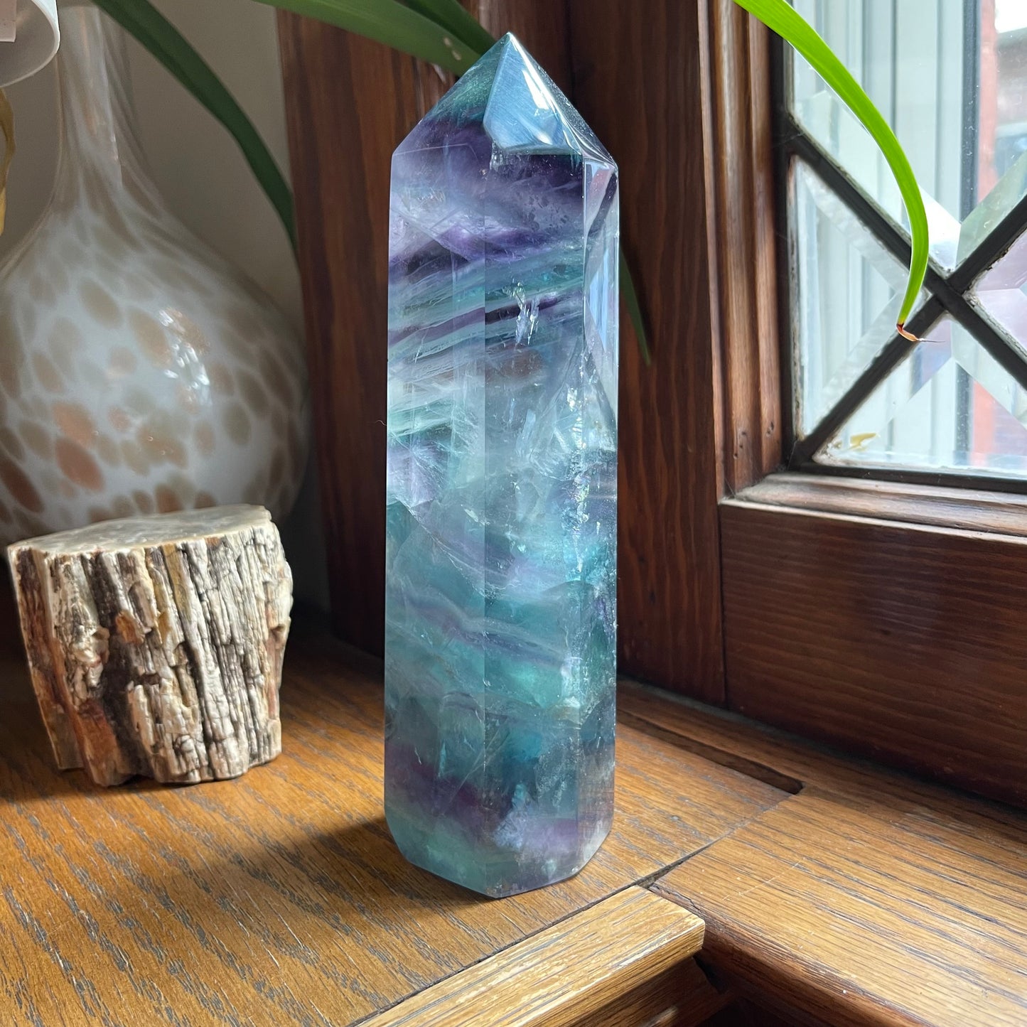 Aqua, Green, Blue + Purple Fluorite Tower // Amazing Clarity, Polish + Rainbows