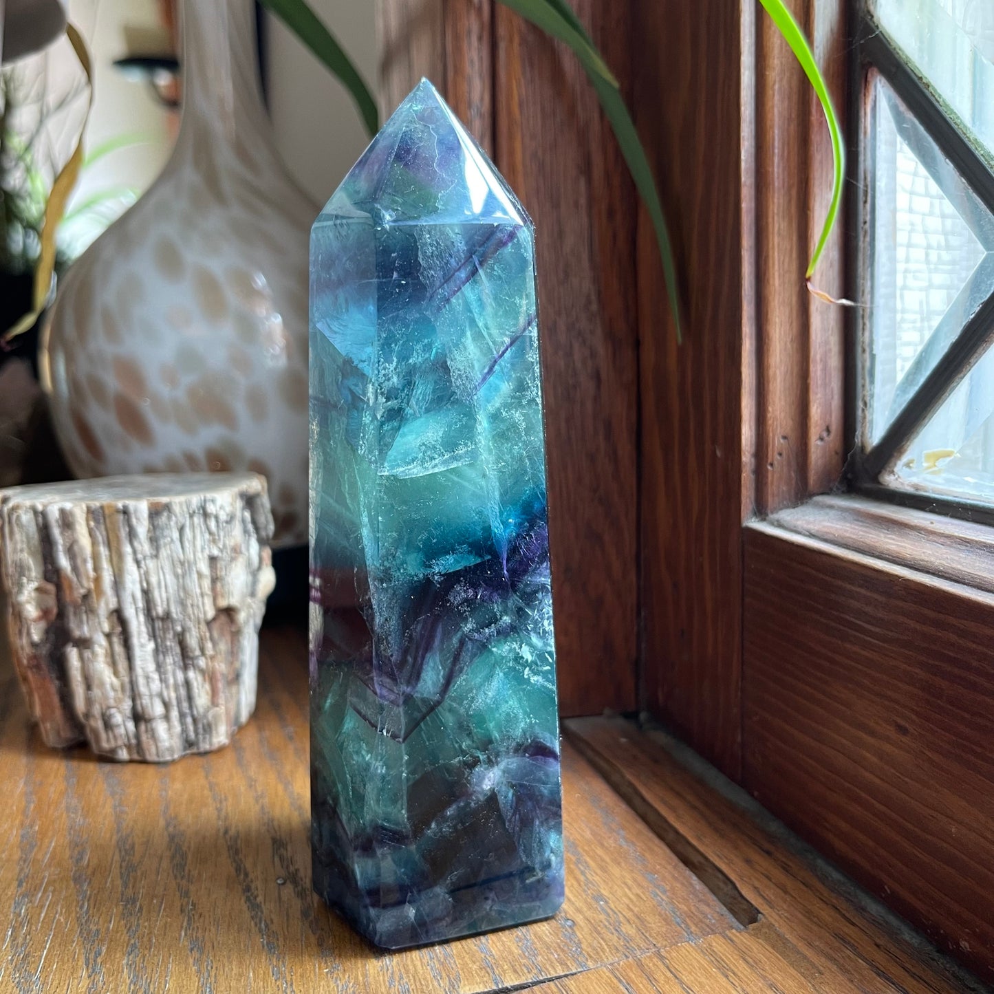 Blue-Green + Purple Fluorite Tower // Amazing Clarity, Polish + Rainbows