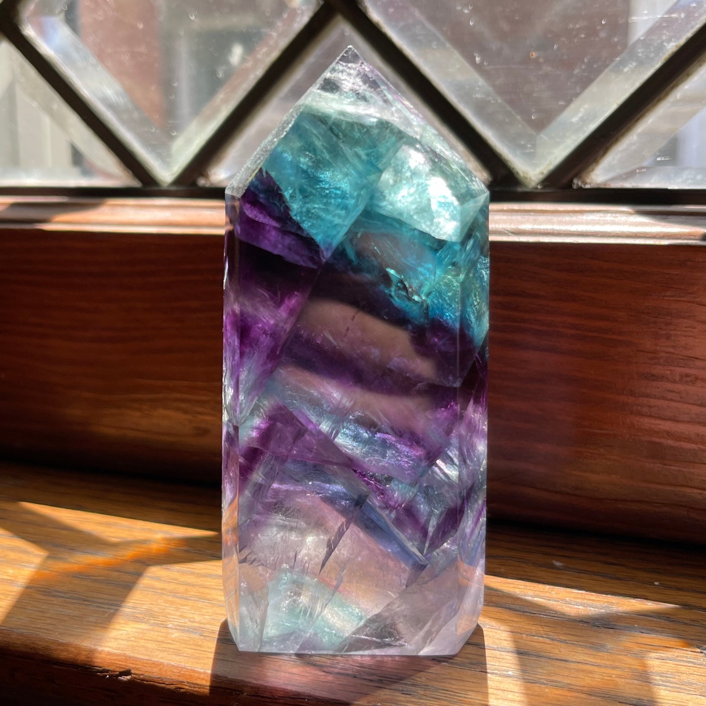 Gemmy Aqua, Blue Purple + Clear Fluorite Tower // Amazing Clarity, Polish + Rainbows