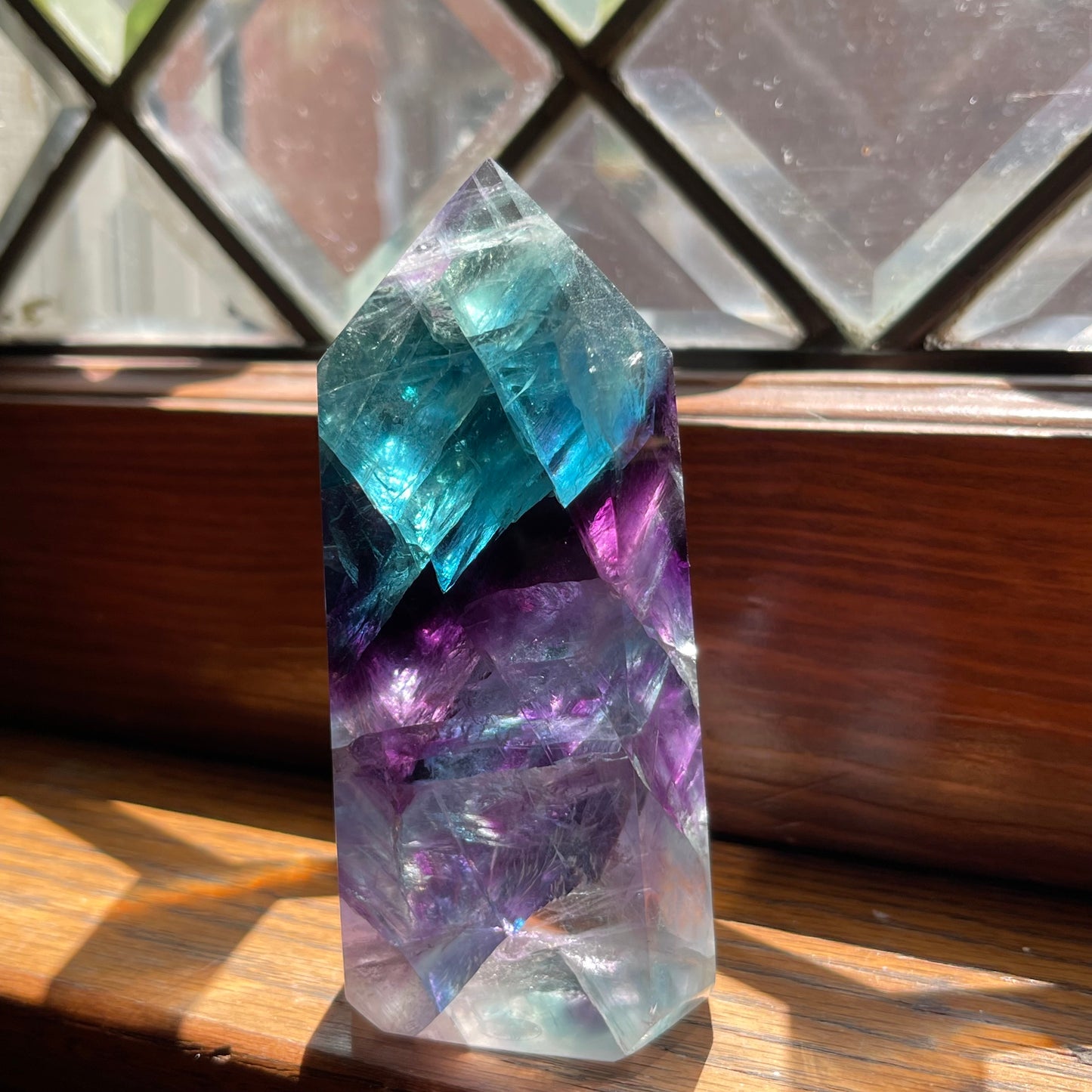 Gemmy Aqua, Blue Purple + Clear Fluorite Tower // Amazing Clarity, Polish + Rainbows