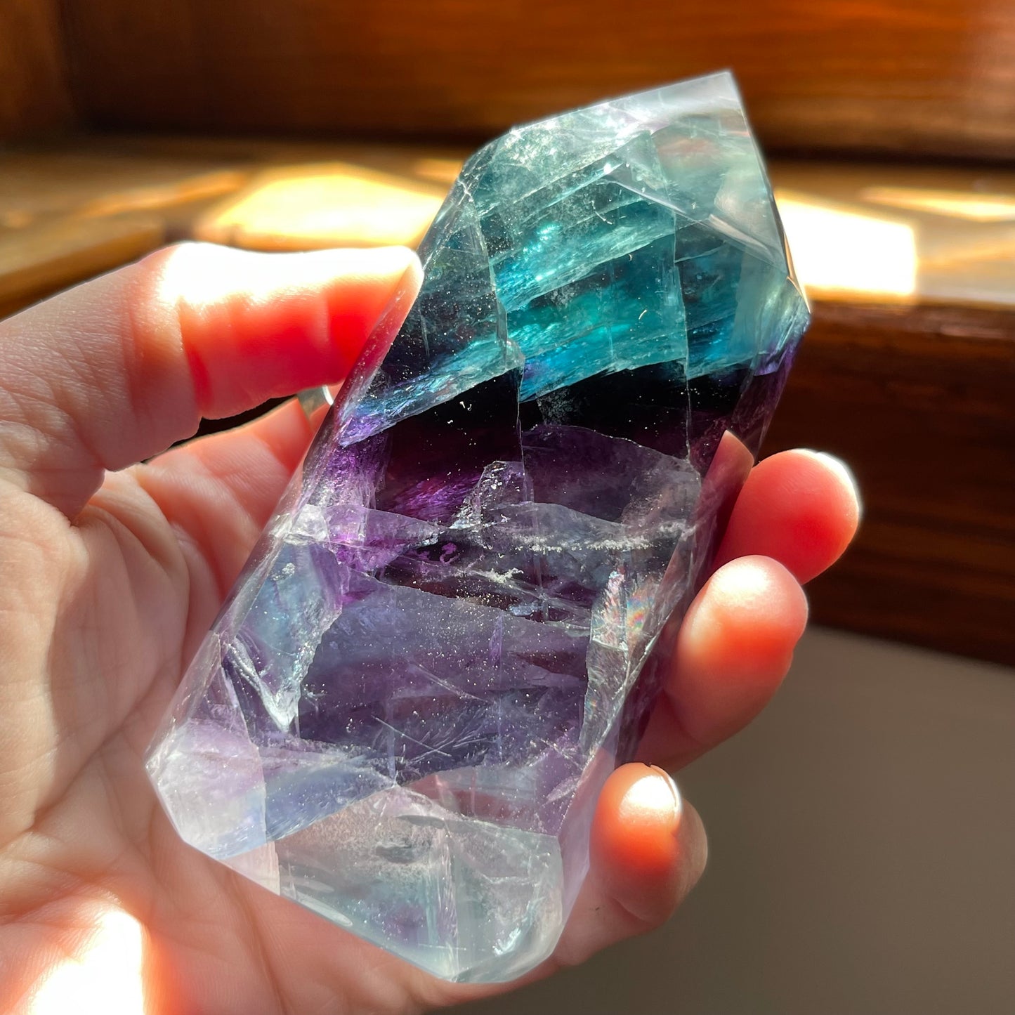 Gemmy Aqua, Blue Purple + Clear Fluorite Tower // Amazing Clarity, Polish + Rainbows