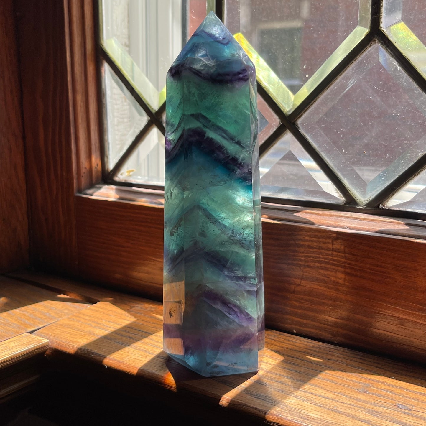 Purple, Aqua + Blue Fluorite Tower // Amazing Clarity, Polish + Rainbows