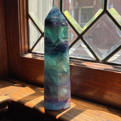 Purple, Aqua + Blue Fluorite Tower // Amazing Clarity, Polish + Rainbows