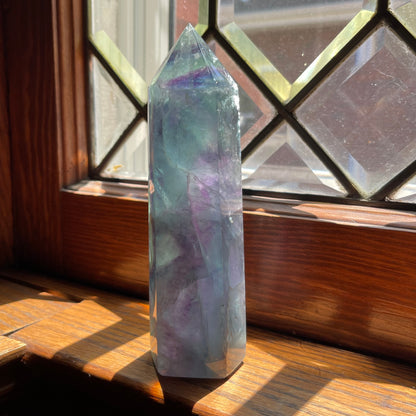 Icy Lavender, Sky Blue + Light Green Fluorite Tower  // Amazing Clarity, Polish + Rainbows