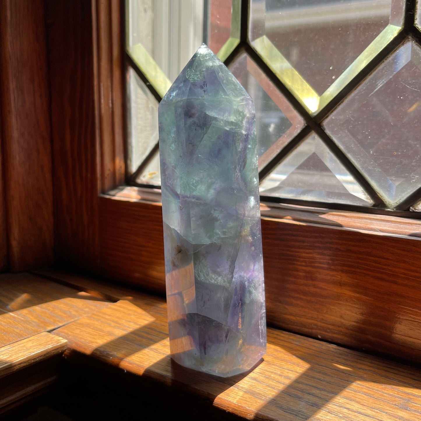 Icy Lavender, Sky Blue + Light Green Fluorite Tower  // Amazing Clarity, Polish + Rainbows