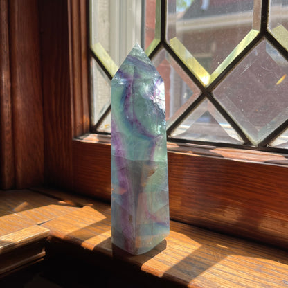 Icy Lavender, Sky Blue + Light Green Fluorite Tower  // Amazing Clarity, Polish + Rainbows