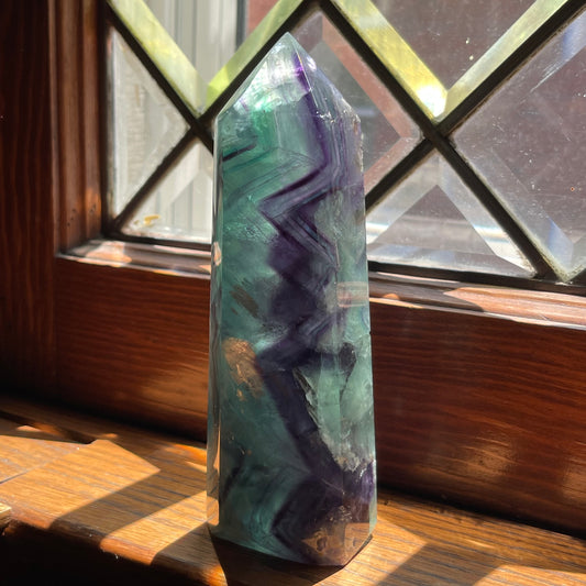 Aqua + Purple Fluorite Tower // Amazing Clarity + Rainbows