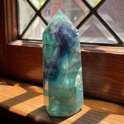 Purple + Green Fluorite Tower w/ Slight Snowflake // Amazing Clarity, Polish + Rainbows