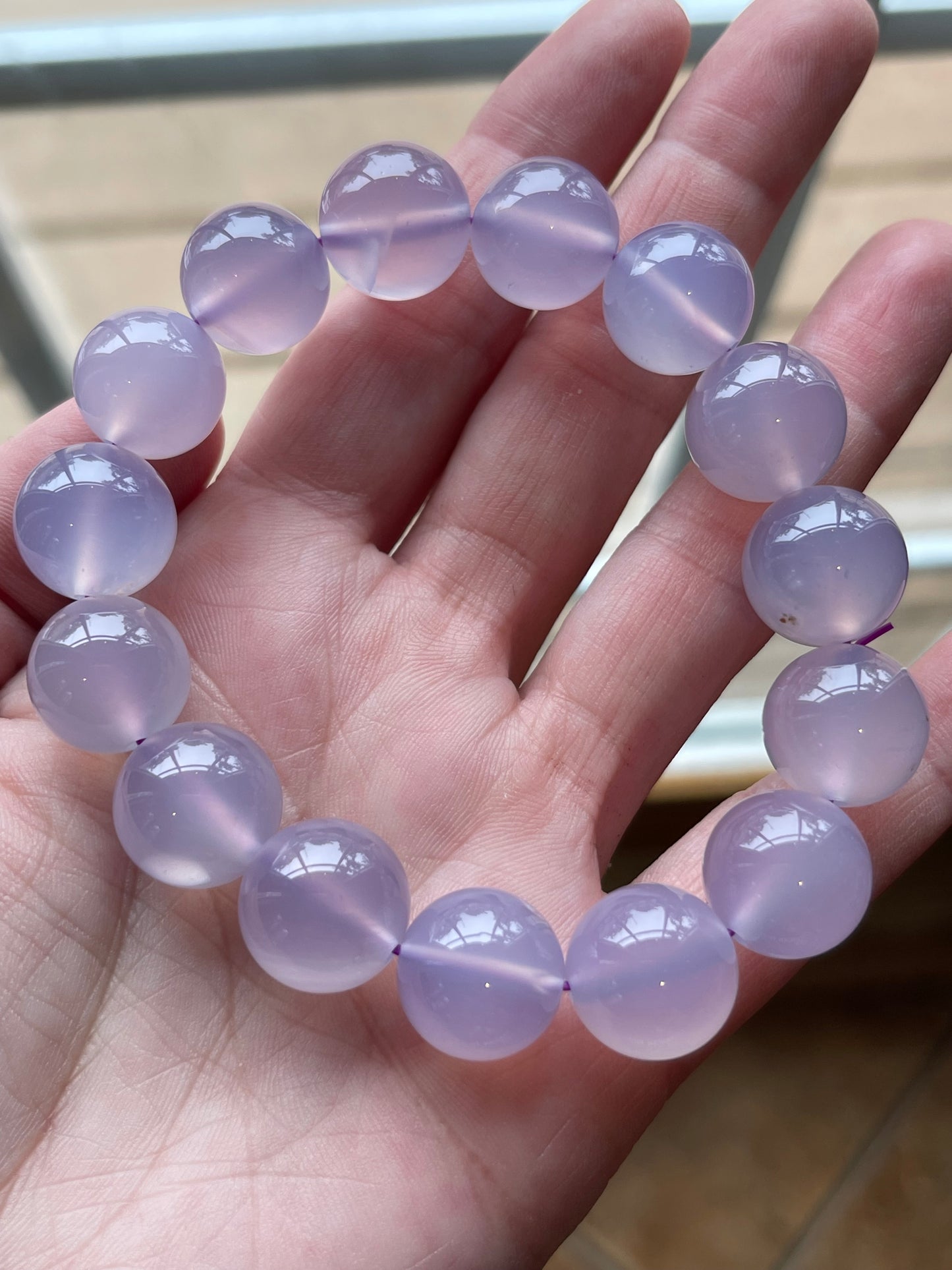 Lavender Chalcedony Bracelets //  7.5" bracelet + 14.5"mm bead