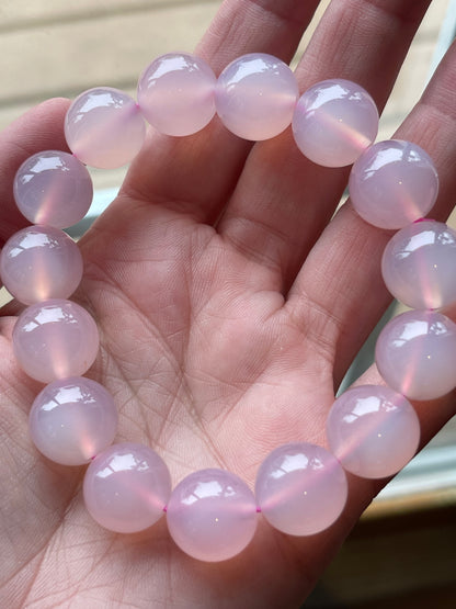 Pink Chalcedony Bracelets //  7.5" bracelet + 14.5"mm bead