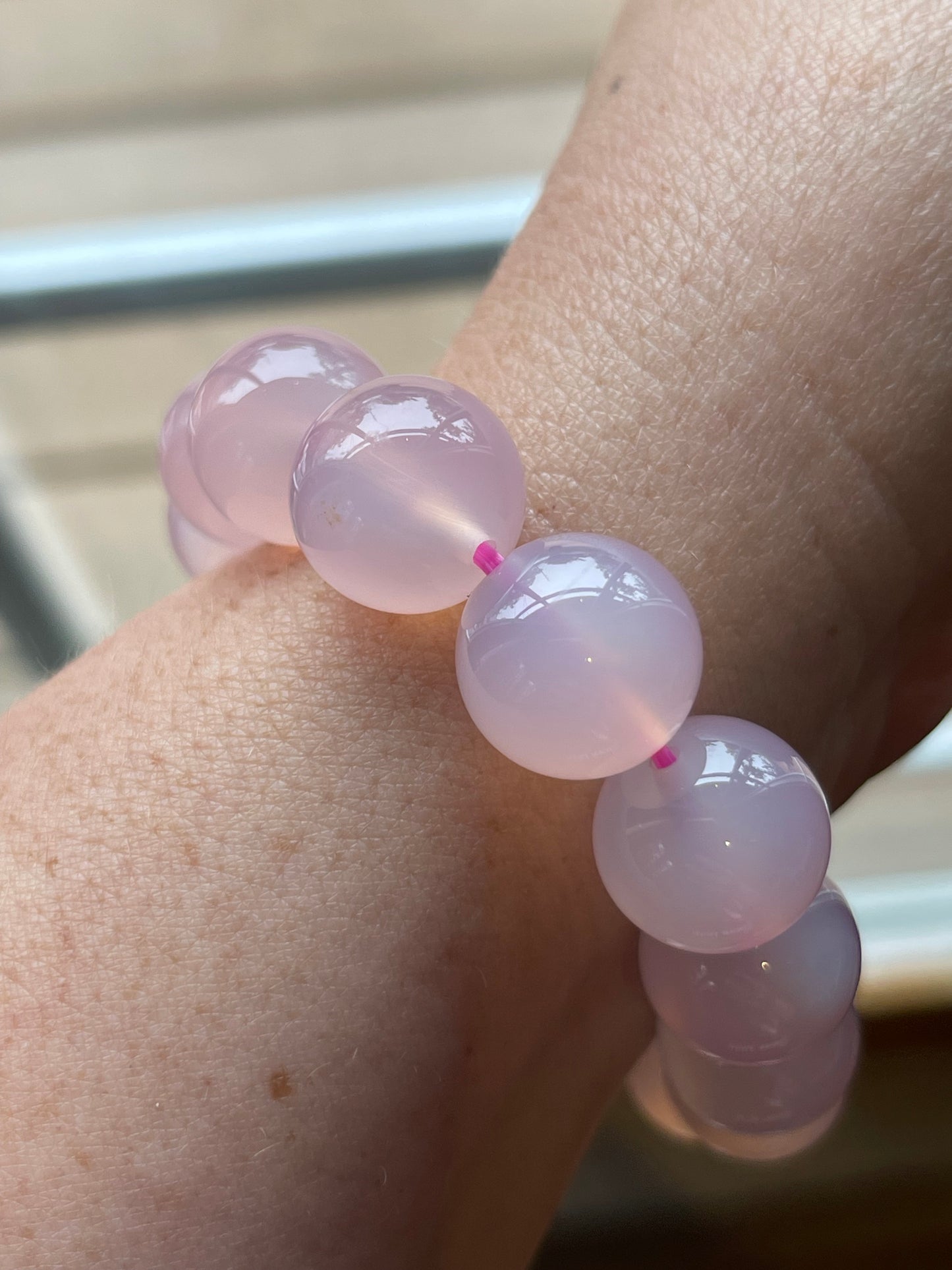 Pink Chalcedony Bracelets //  7.5" bracelet + 14.5"mm bead