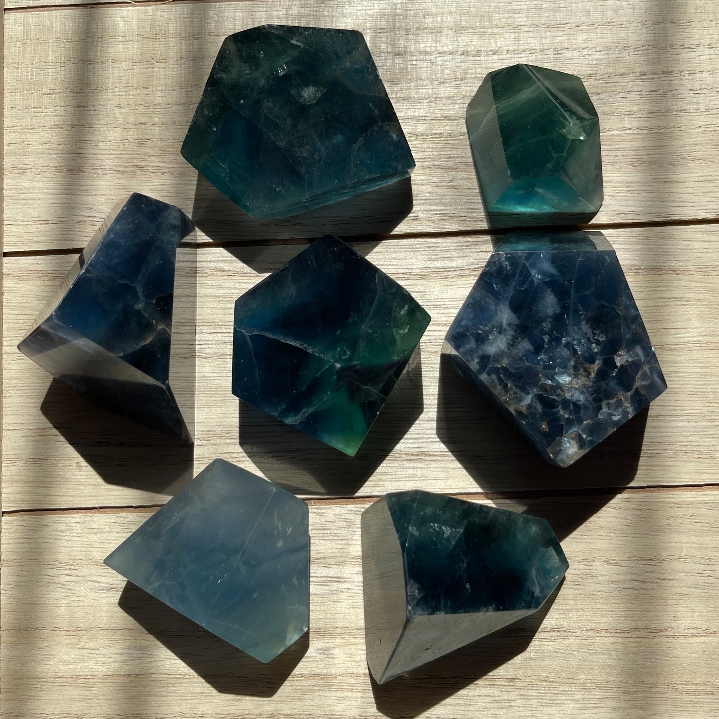 Blue Fluorite Freeforms // Some Banded, Range of Blues + Shimmery