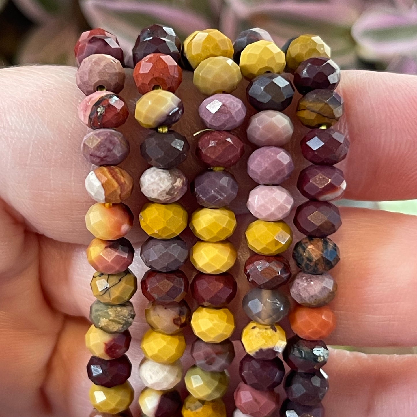 Mookaite Jasper Faceted Bracelets //  7-7.5" bracelet + 5mm bead