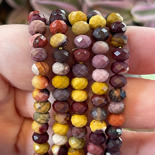 Mookaite Jasper Faceted Bracelets //  7-7.5" bracelet + 5mm bead