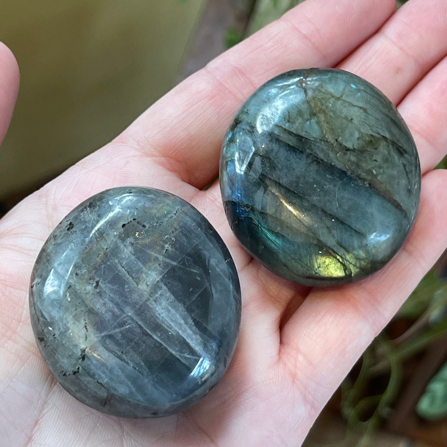 Mini Labradorite Palm Stones // Purple, Orange, Blue Flash