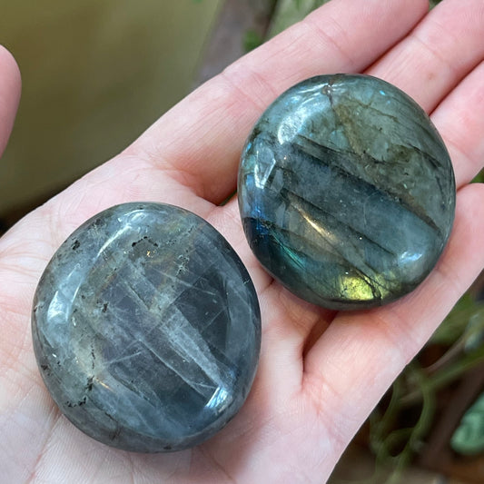 Mini Labradorite Palm Stones // Purple, Orange, Blue Flash